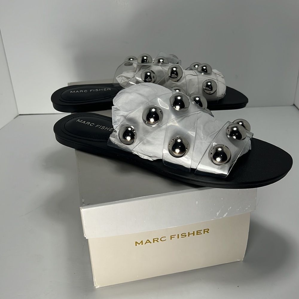 Marc Fisher Bryte 2 Clear Flat Slides Size 7m - image 3